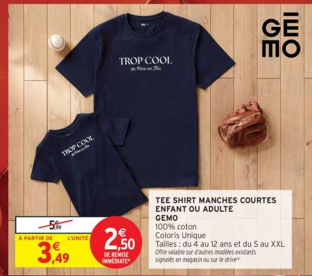 TEE SHIRT MANCHES COURTES ENFANT OU ADULTE