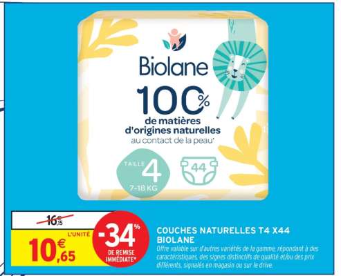 COUCHES NATURELLES T4 X44 BIOLANE