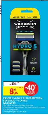 Rasoir Hydro 5 Skin Protection Sensitive + 4 Lames