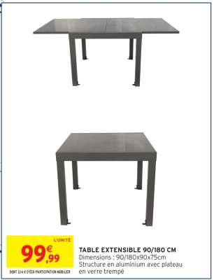 TABLE EXTENSIBLE 90/180 CM