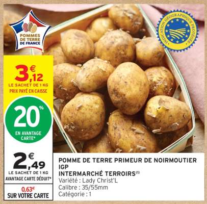 Pomme de terre primeur de Noirmoutier IGP