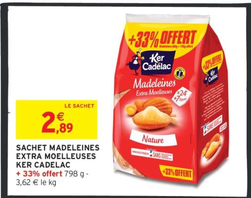 Sachet Madeleines Extra Moelleuses Ker Cadelac