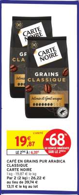 CAFÉ EN GRAINS PUR ARABICA CLASSIQUE