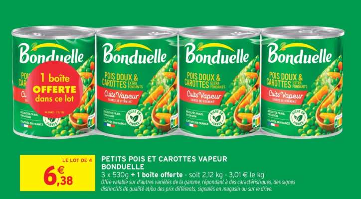 Petits Pois et Carottes Vapeur Bonduelle