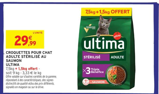 Croquettes pour chat adulte stérilisé au saumon Ultima
