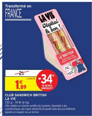 CLUB SANDWICH BRITISH LA VIE