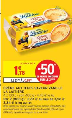 CRÈME AUX ŒUFS SAVEUR VANILLE LA LAITIÈRE