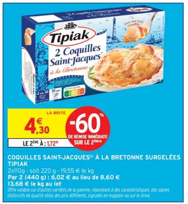 Coquilles Saint-Jacques À La Bretonne Surgelées Tipiak