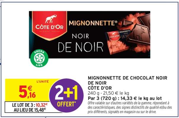 Mignonnette de Chocolat Noir de Noir