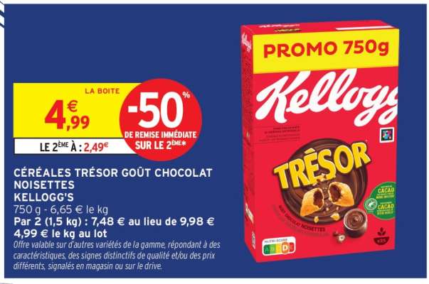 CÉRÉALES TRÉSOR GOÛT CHOCOLAT NOISETTES