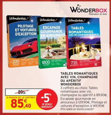 Tables romantiques avec vin, champagne ou apéritif Wonderbox
