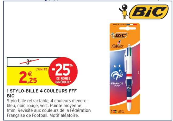 1 STYLO-BILLE 4 COULEURS FFF BIC