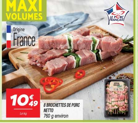 8 BROCHETTES DE PORC