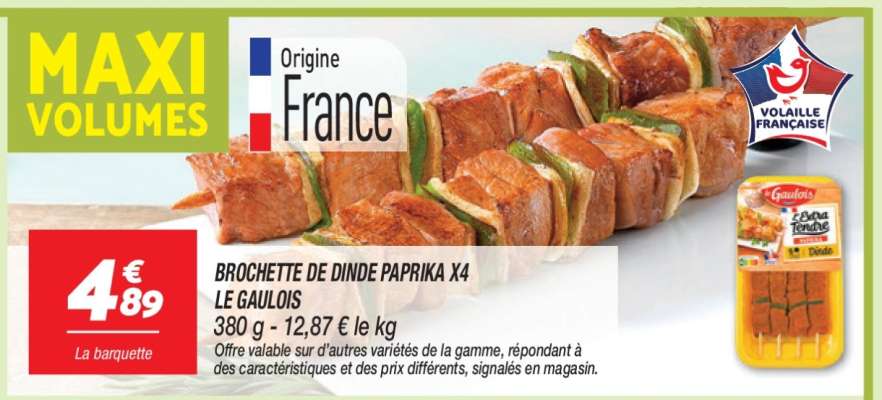 BROCHETTE DE DINDE PAPRIKA X4