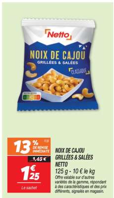NOIX DE CAJOU GRILLÉES & SALÉES NETTO