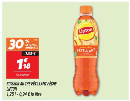 BOISSON AU THÉ PÉTILLANT PÊCHE LIPTON