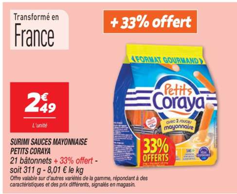 SURIMI SAUCES MAYONNAISE PETITS CORAYA