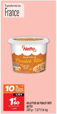 RILLETTES DE POULET RÔTI NETTO