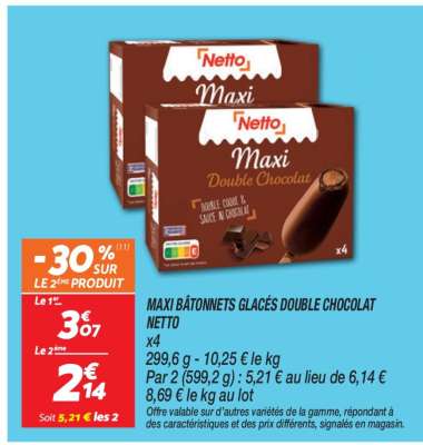 MAXI BÂTONNETS GLACÉS DOUBLE CHOCOLAT