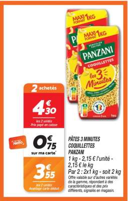 PÂTES 3 MINUTES COQUILLETTES PANZANI