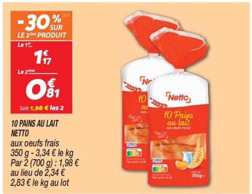 10 PAINS AU LAIT NETTO