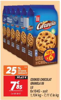 COOKIES CHOCOLAT GRANOLA X6