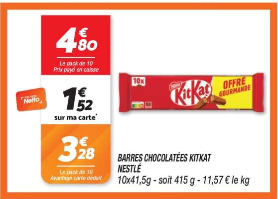 BARRES CHOCOLATÉES KITKAT