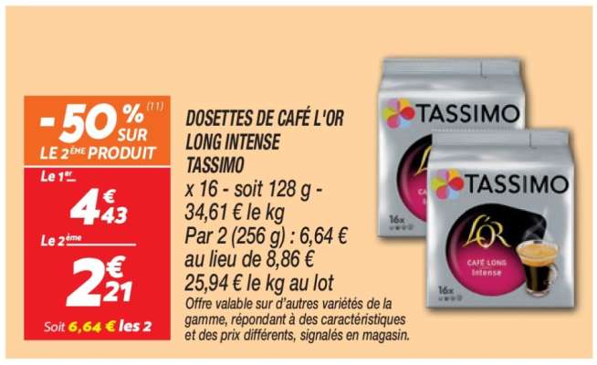 Dosettes de Café L'OR Long Intense Tassimo