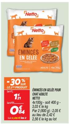 Émincés en gelée pour chat adulte Netto