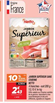 Jambon Supérieur Sans Couenne