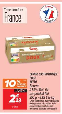 BEURRE GASTRONOMIQUE DOUX NETTO