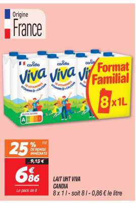 LAIT UHT VIVA CANDIA