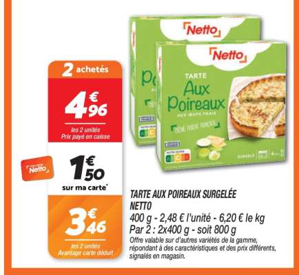 TARTE AUX POIREAUX SURGELÉE NETTO