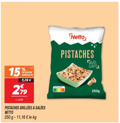 Pistaches grillées salées