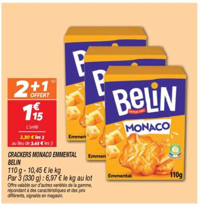 CRACKERS MONACO EMMENTAL BELIN