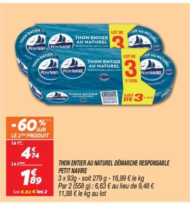 Thon entier au naturel Démarche Responsable Petit Navire