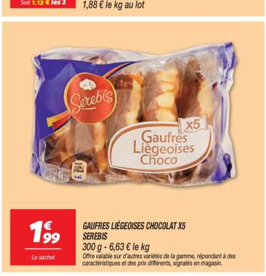 GAUFRES LIÉGEOISES CHOCOLAT X5 SEREBIS