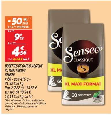 DOSETTES DE CAFÉ CLASSIQUE XL MAXI FORMAT