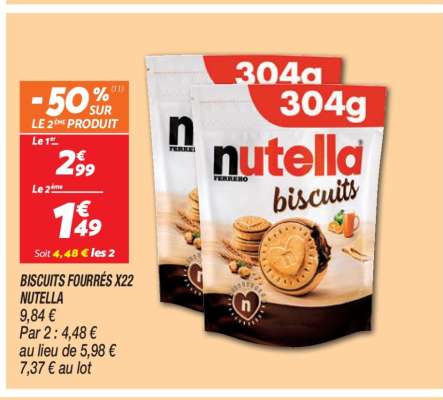 BISCUITS FOURRÉS X22 NUTELLA