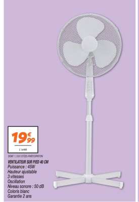 VENTILATEUR SUR PIED 40 CM