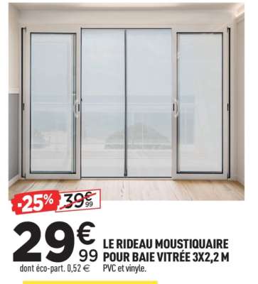 LE RIDEAU MOUSTIQUAIRE POUR BAIE VITRÉE 3X2,2 M