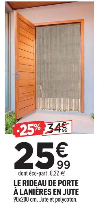 LE RIDEAU DE PORTE À LANIERES EN JUTE