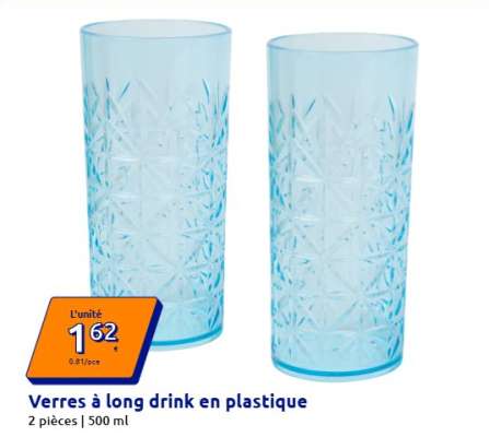 Verres à long drink en plastique