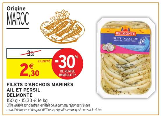 FILETS D'ANCHOIS MARINÉS AIL ET PERSIL BELMONTE