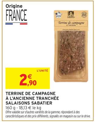 TERRINE DE CAMPAGNE À L'ANCIENNE TRANCHÉE SALAISONS SABATIER