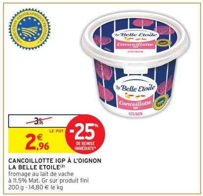 CANCOILLOTTE IGP À L'OIGNON LA BELLE ETOILE
