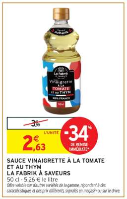 SAUCE VINAIGRETTE À LA TOMATE ET AU THYM