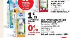 LAIT FRAIS PASTEURISE 1/2 ECREME ALSACE LAIT