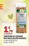 Gressins au sésame bio Moulin des Moines
