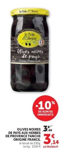 OLIVES NOIRES DE PAYS AUX HERBES DE PROVENCE TANCHE ORIGINE FRANCE